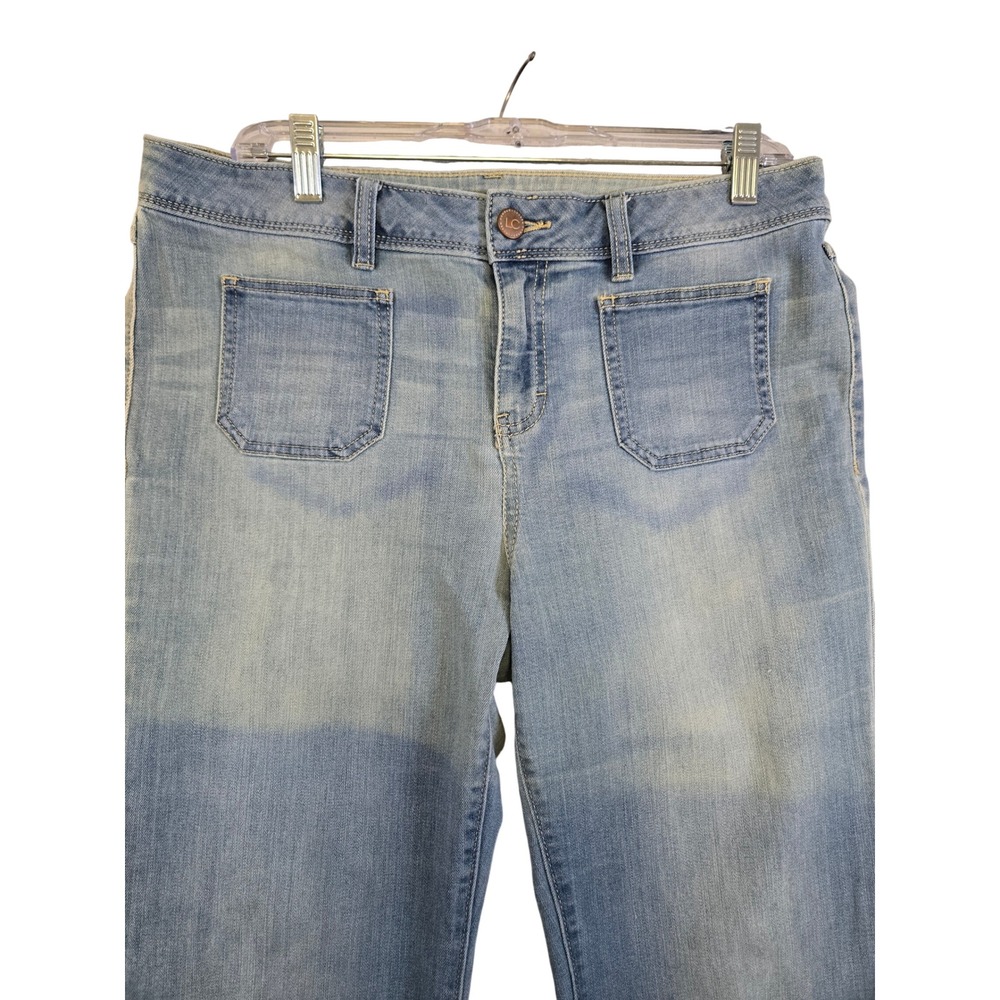 LC Lauren Conrad Womens 12 Light Wash High Rise Flare Jeans Patch Pocket Boho